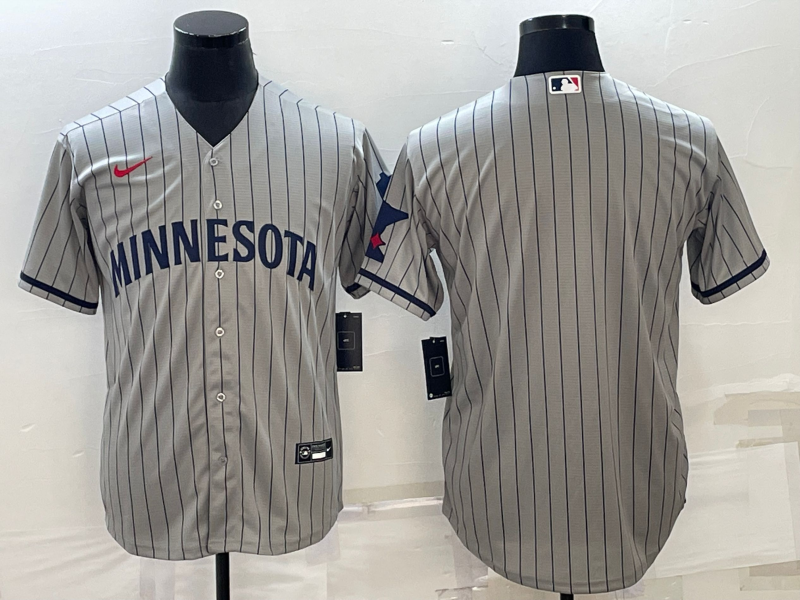 Men's Minnesota Twins Blank 2023 Gray Home Team Cool Base Stitched Jersey